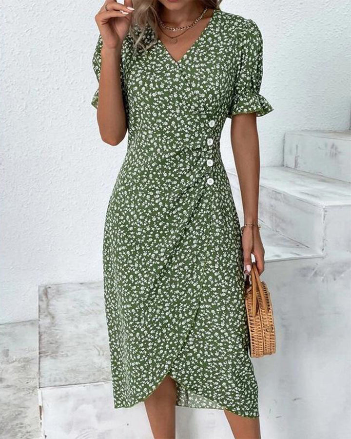 V-Neck Midi Dress for Women in White, Soft and Comfortable Summer Dress for Effortless Elegance and Versatile Style