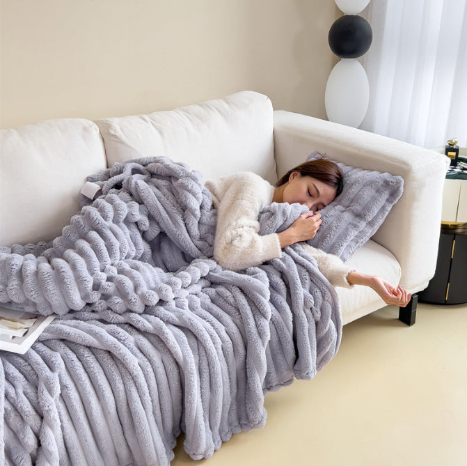 Thick faux rabbit fur throw