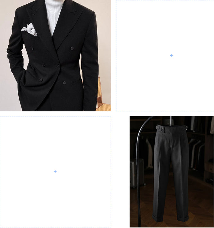 Lightweight men's suit - timeless double-breasted Italian cut, for business, office-ready