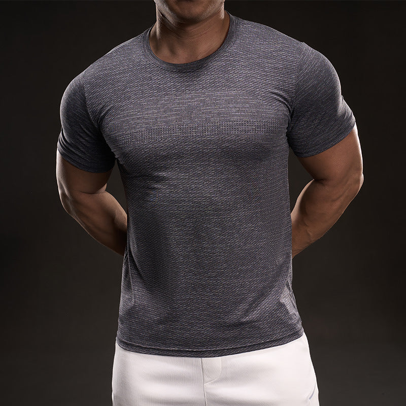 Breathable men's t-shirt – slim-fit short-sleeve pullover, polyester, everyday wear