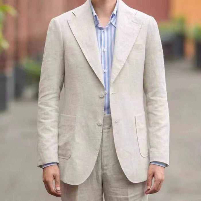Breathable Men's Blazer – Slim-Fit Neapolitan Casual, Cotton Blend, Everyday Wear