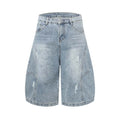 Lightweight Women's Short Denim Culottes - Distressed, Cotton, Casual Everyday Wear