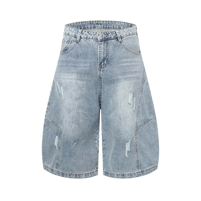 Lightweight Women's Short Denim Culottes - Distressed, Cotton, Casual Everyday Wear