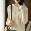 Soft Cozy Women's Hooded Jumper – Drop Shoulder Knit