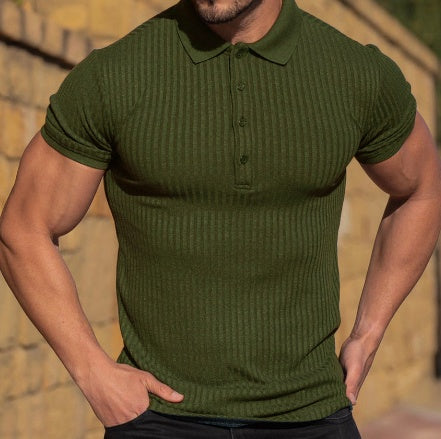 Breathable men's polo shirt – slim-fit, mercerized cotton, striped, casual wear