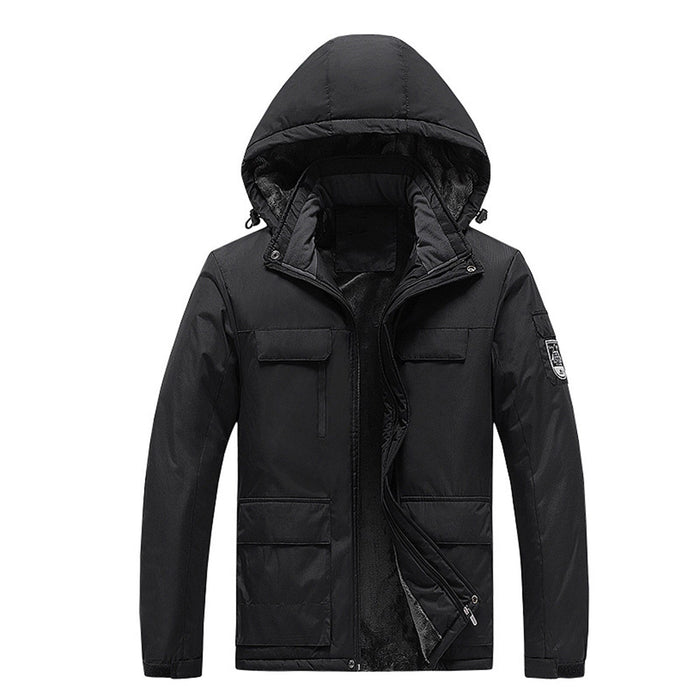 Waterproof Men's Rain Jacket - Hooded colourblock, Packable
