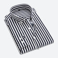 Lightweight men's shirt – striped pattern, slim fit, cotton, for spring and autumn