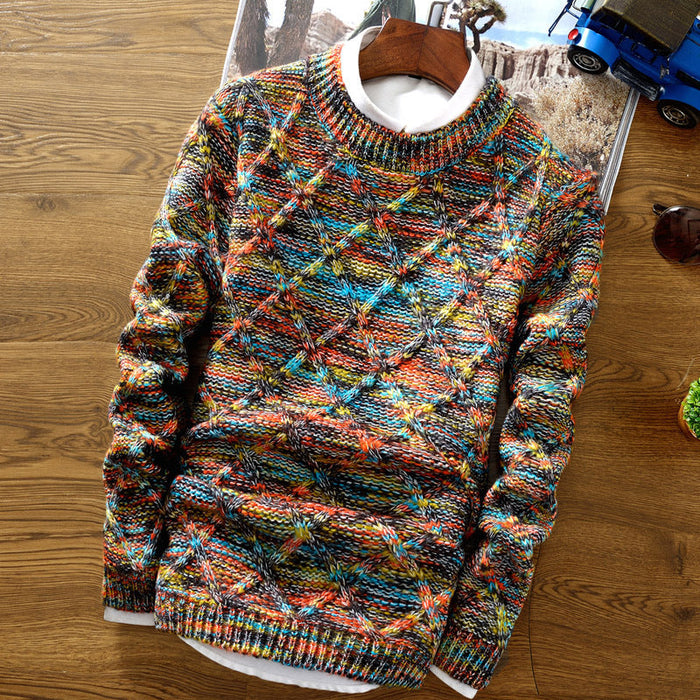 Soft Textured Men’s Jumper - Crewneck Knit, Cotton Casual