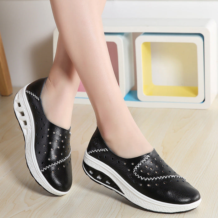 Breathable, durable women's Orthopaedic slip-on shoes - perforated, cushioned, pu leather, casual wear