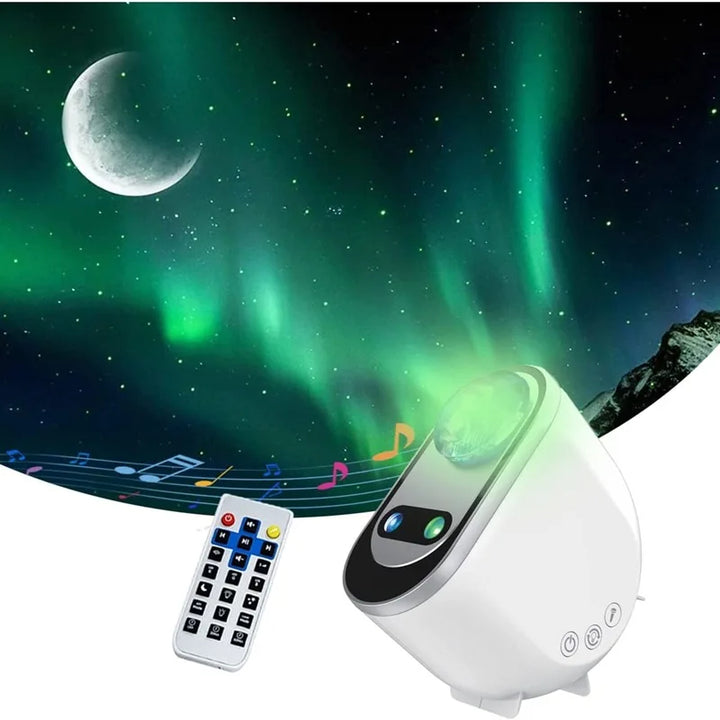 Aurora star projector lighting up a ceiling