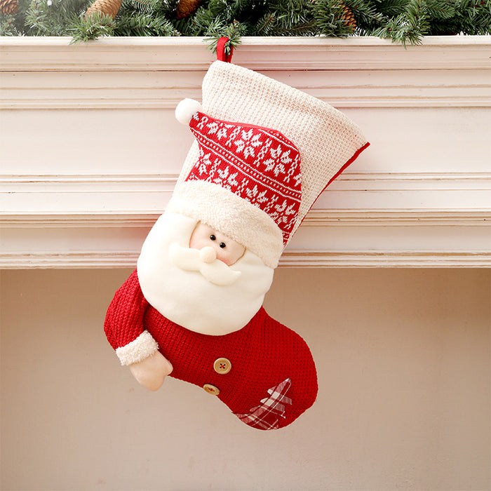 Plovena Large knitted Christmas stocking with 3D figure