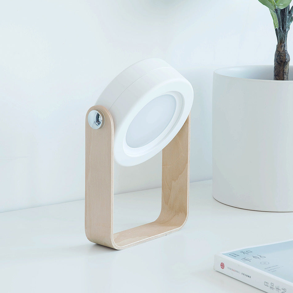 Foldable lantern night light with wooden handle