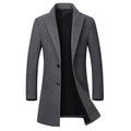 Warm Tailored Mens Wool Coat - Single Breasted Thigh, Winter