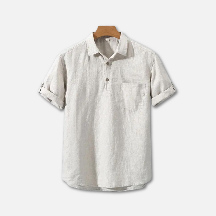 Lightweight Linen Polo Shirt for Men, Breathable Casual Wear in Various colours, Relaxed Fit, Machine Washable