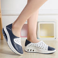 Breathable, durable women's Orthopaedic slip-on shoes - perforated, cushioned, pu leather, casual wear