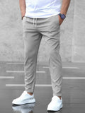Stretch Comfort Trousers with Adjustable Drawstring Waistband, Lightweight Work Trousers for All-Day Wear