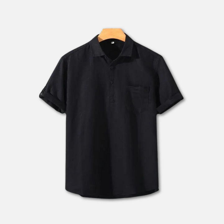 Lightweight Linen Polo Shirt for Men, Breathable Casual Wear in Various colours, Relaxed Fit, Machine Washable