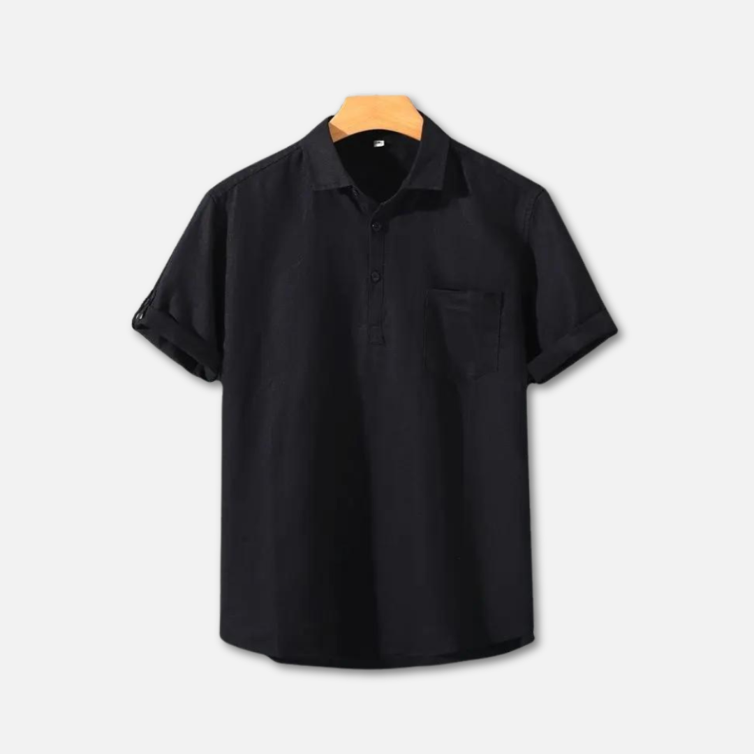Lightweight Linen Polo Shirt for Men, Breathable Casual Wear in Various colours, Relaxed Fit, Machine Washable