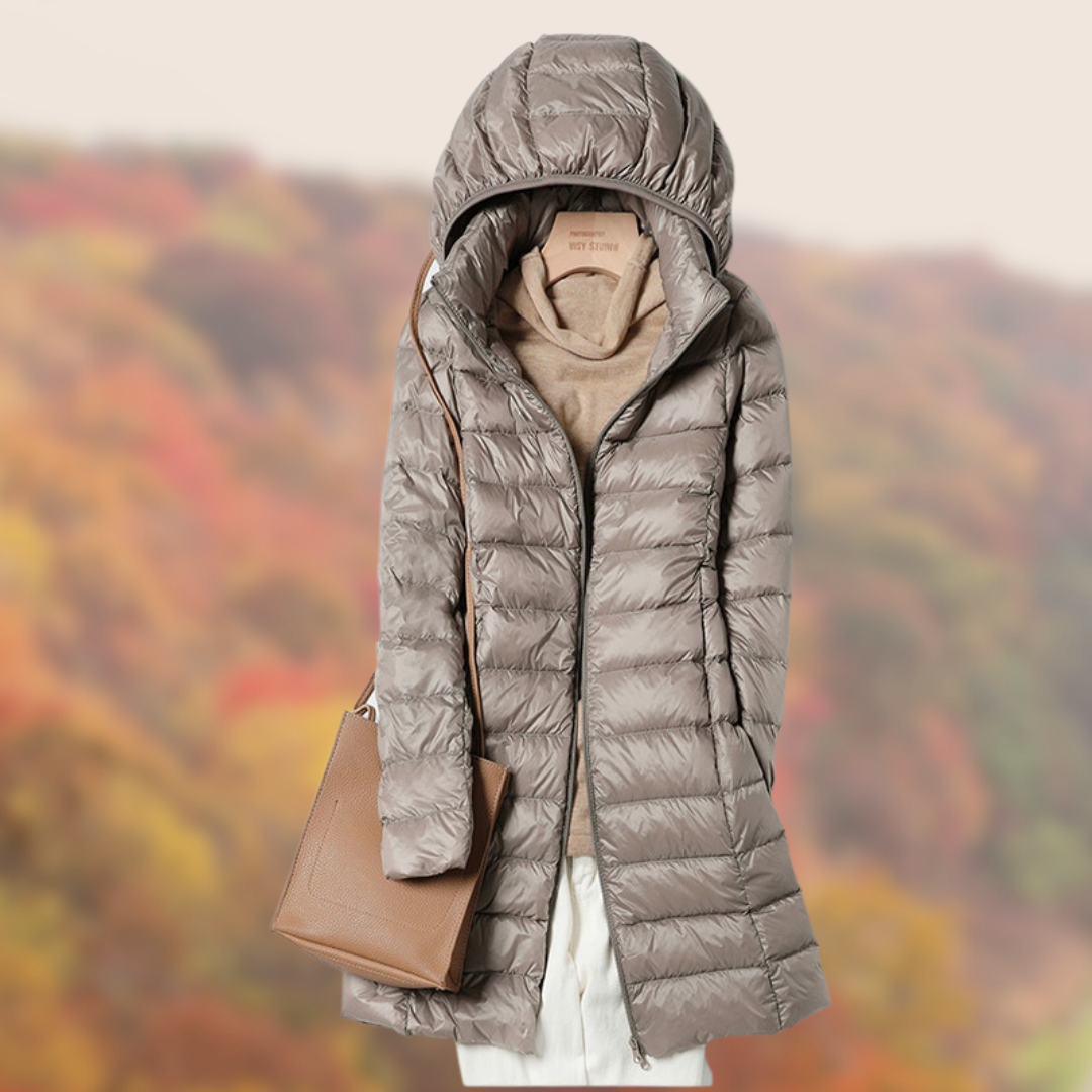 Waterproof Women’s Puffer Coat - Mid Thigh, Lightweight