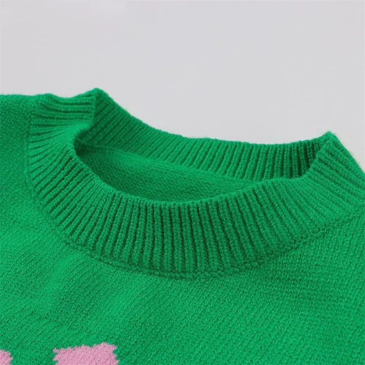 Oversized Women’s Pullover - Graphic Sleeve, Knit, Everyday