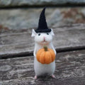 Handcrafted Felt Pumpkin Mouse Ornament - Unique Seasonal Decor for Halloween & Christmas Celebrations