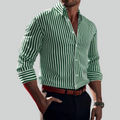 Men's Solid colour Striped Long Sleeve 3D Printed Casual Shirt - Comfortable Fashion Top