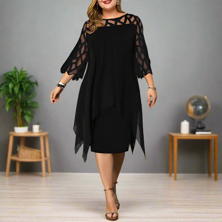 Elegant Oversized Long Sleeve Midi Dress with Unique Sleeve Design for Women, Versatile Style for Casual and Formal Occasions