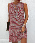 Sleeveless Women's Dress with Unique Print and Flattering Fit for Spring Styling