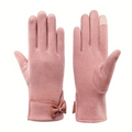 Warm Womens Touchscreen Gloves - Short Fitted Suede Winter