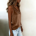 Soft women's velvet vest - V-neck, sleeveless, polyester velvet, for casual wear