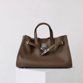 Soft & Structured Women’s Crossbody Bag - Top-Handle Silhouette, Pebbled Cowhide Leather, For Everyday Urban Use