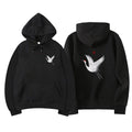 Oversized relaxed hoodie - embroidered crane, cotton blend