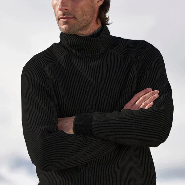 Soft Men's Turtleneck Jumper - Ribbed Cashmere For Winter