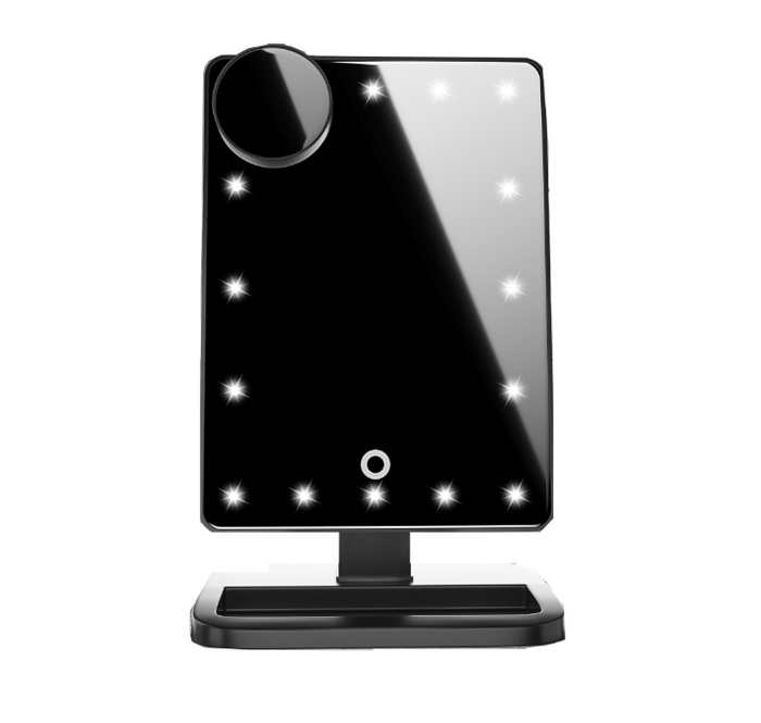 Plovena LED vanity mirror with Bluetooth speaker and magnifier