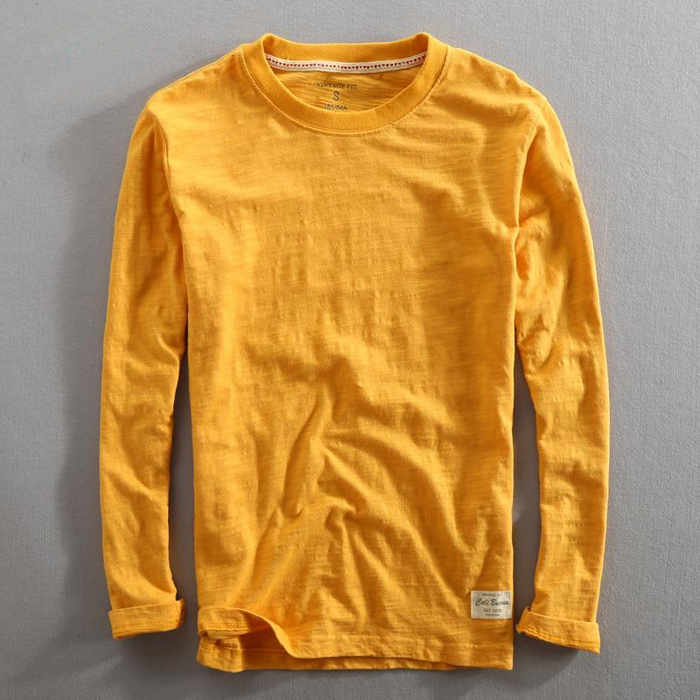 Lightweight Men's Pullover - Crew Neck, Slub Cotton, Casual