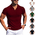Soft men's polo shirt - ribbed knit polo collar, short sleeve, polyester blend, casual daily wear