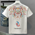 Soft, Versatile Men's Cotton Crew-Neck T-Shirt With Embroidered Ethnic-Style Back Design - Crew-Neck, Cotton, Casual