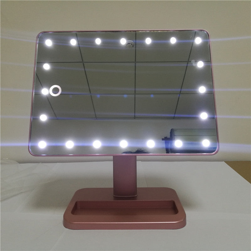 Rose gold LED makeup mirror with speaker