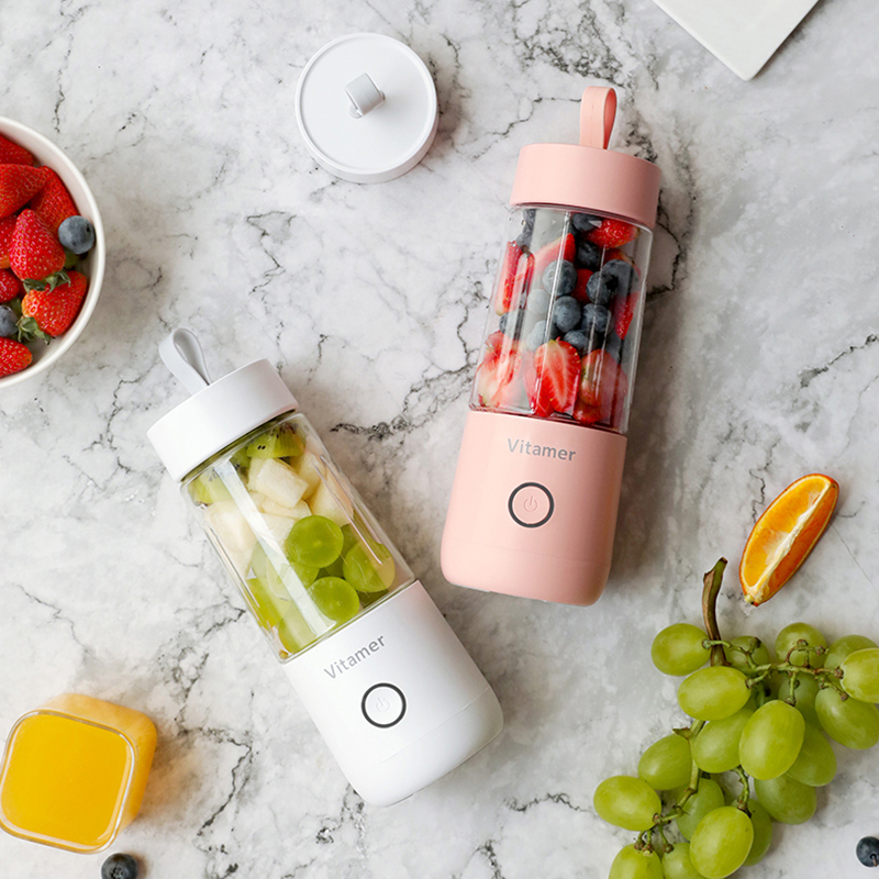 Portable rechargeable blender bottle in pink