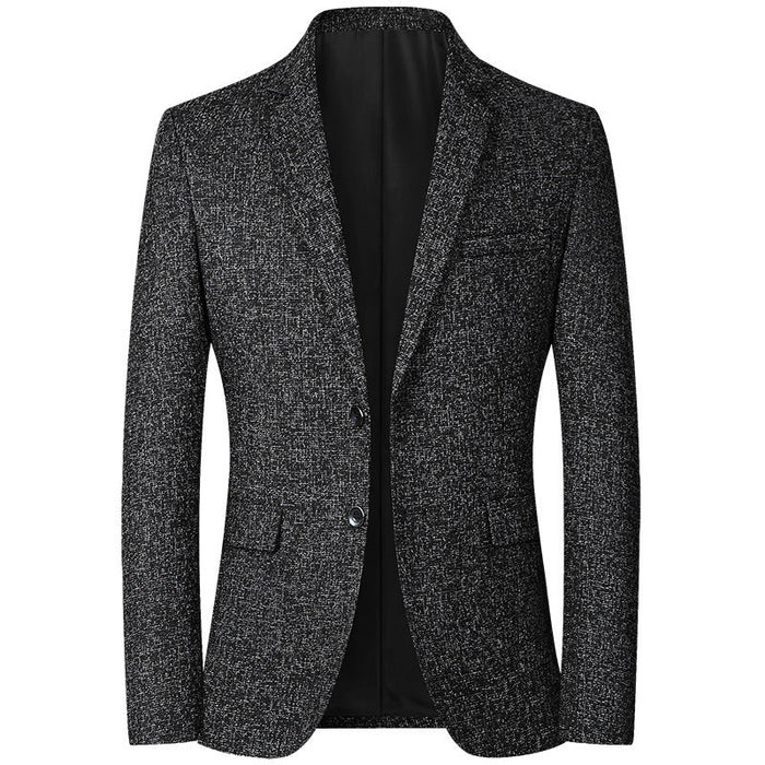 Lightweight Men's Blazer - Notch Lapel, Textured Tweed, For Spring And Office Wardrobe