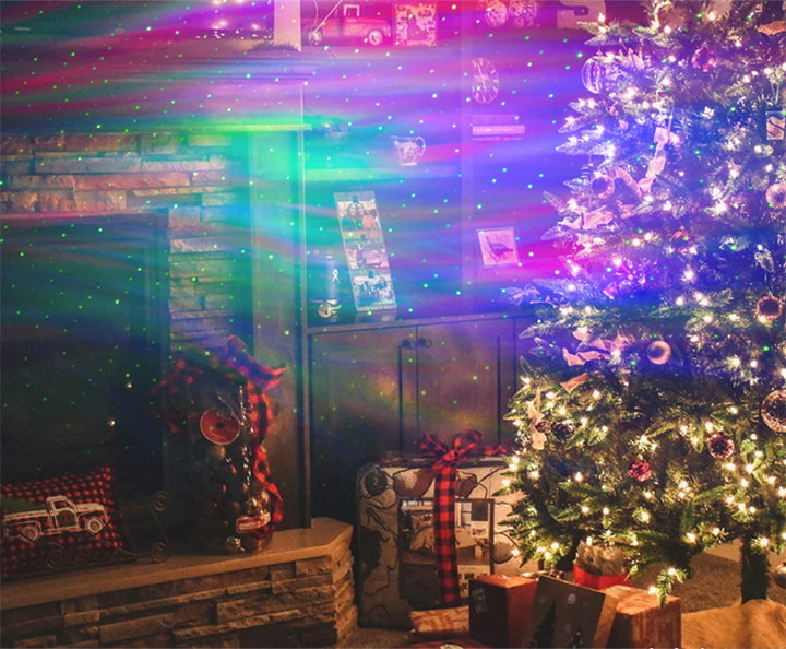 Aurora star projector lighting up a ceiling