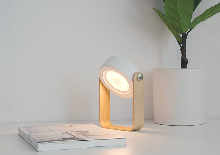 Foldable lantern night light with wooden handle