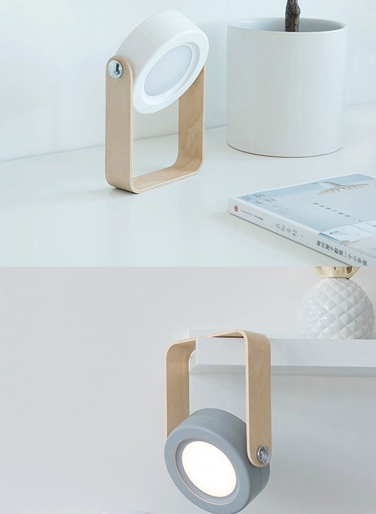 Foldable lantern night light with wooden handle