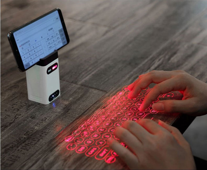 Laser projection keyboard on a desk