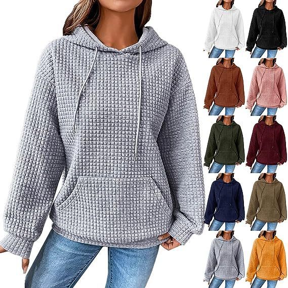 Soft Cozy Women’s Hoodie Jumper - Waffle Knit Layering