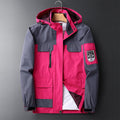 Waterproof Men's Rain Jacket - Hooded colourblock, Packable