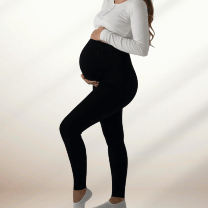 Comfortable Maternity Leggings with Supportive Stretch Belt for Pregnancy and Postpartum, Full-Length Yoga Trousers