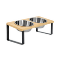 Elevated Dog Bowls With Wooden Stand Stainless Steel Dual Bowls Vet Recommended Fall 2025 Gift