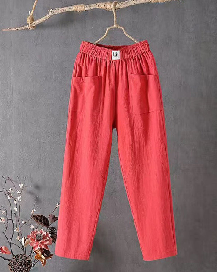 Loose-Fitting White Linen Trousers for Women, Breathable Flax Trousers for All Occasions, Comfortable and Stylish