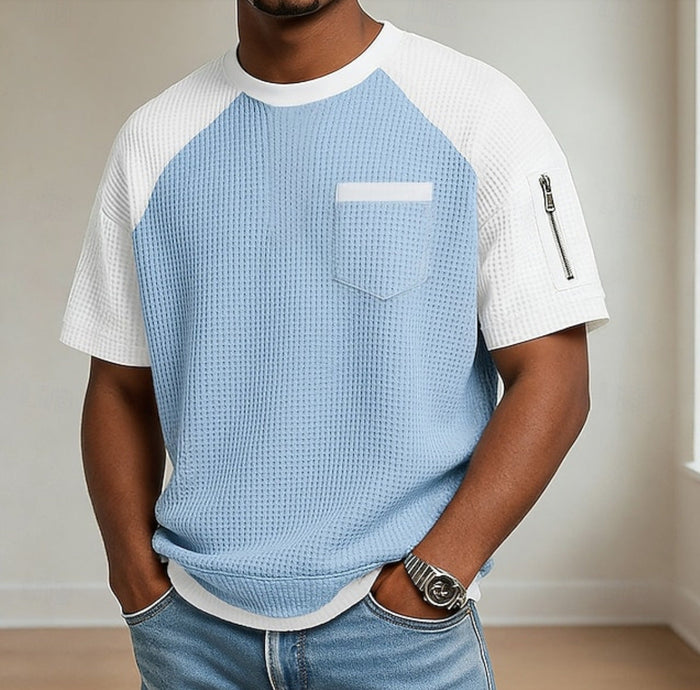 Breathable Men's T-shirt - Crewneck Short Sleeve, Polyester Blend, Casual Everyday Wear